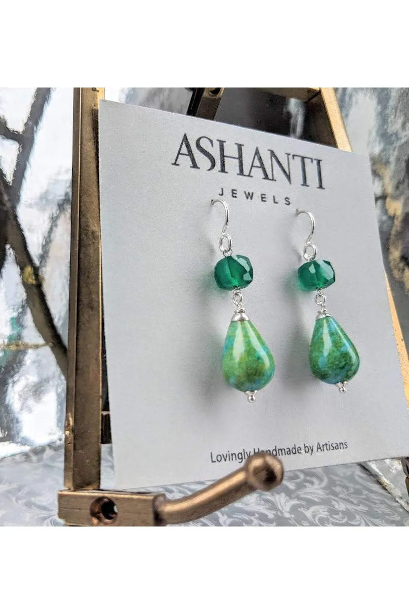 Green Chalcedony Briolette Gemstone Earrings