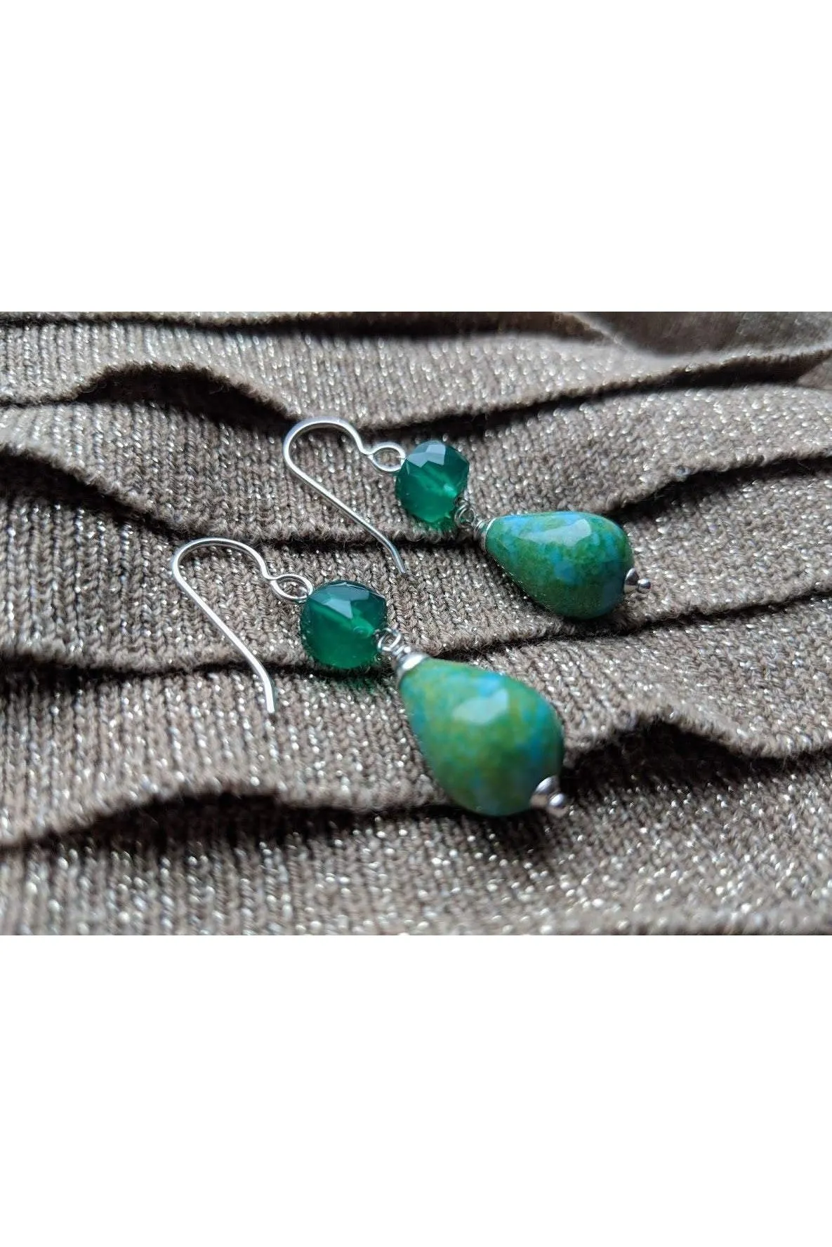 Green Chalcedony Briolette Gemstone Earrings