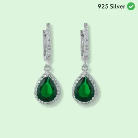 Green Cz Silver Drop Earring - From Purl