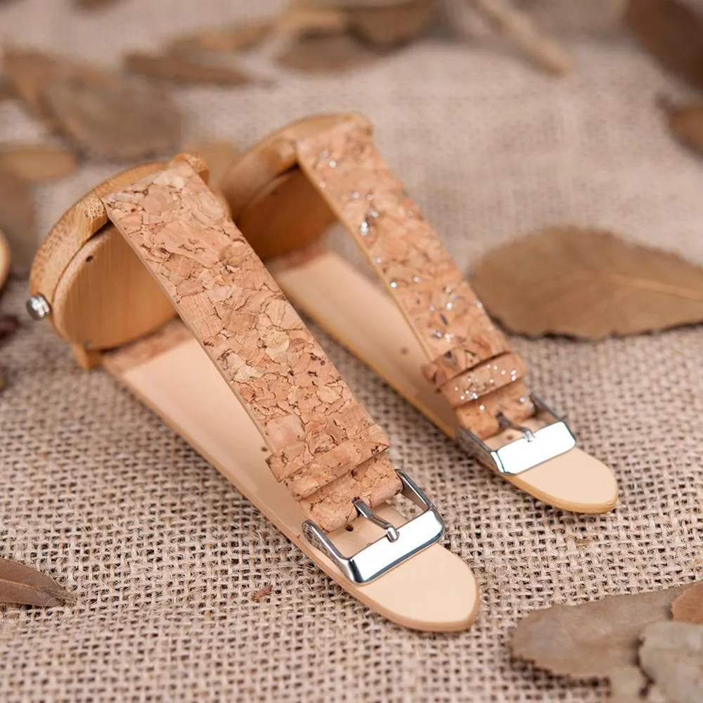 Handmade Cork Bamboo Watch - Eco-Friendly Quartz Timepiece