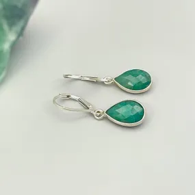 Handmade Sterling Silver Emerald Earrings Dangle