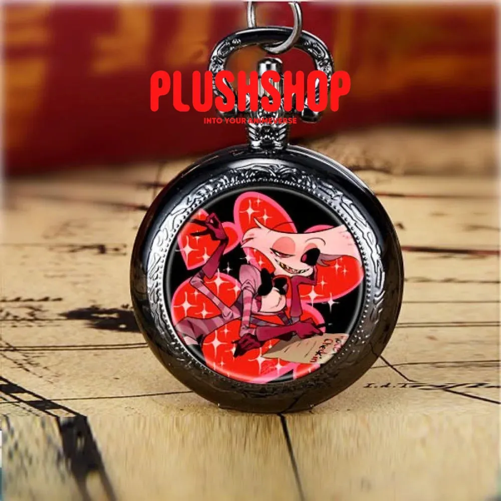 Hazbin Hotel Pendant Metal Pocket Watch Necklace