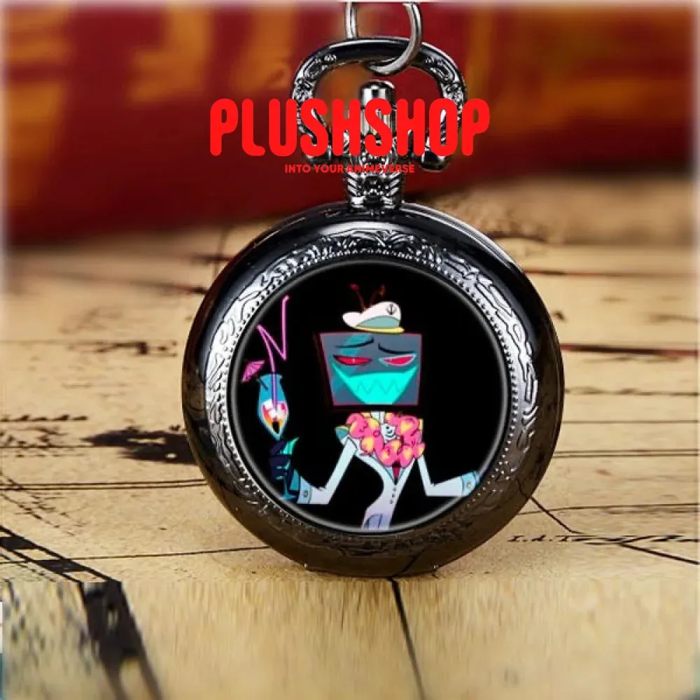 Hazbin Hotel Pendant Metal Pocket Watch Necklace