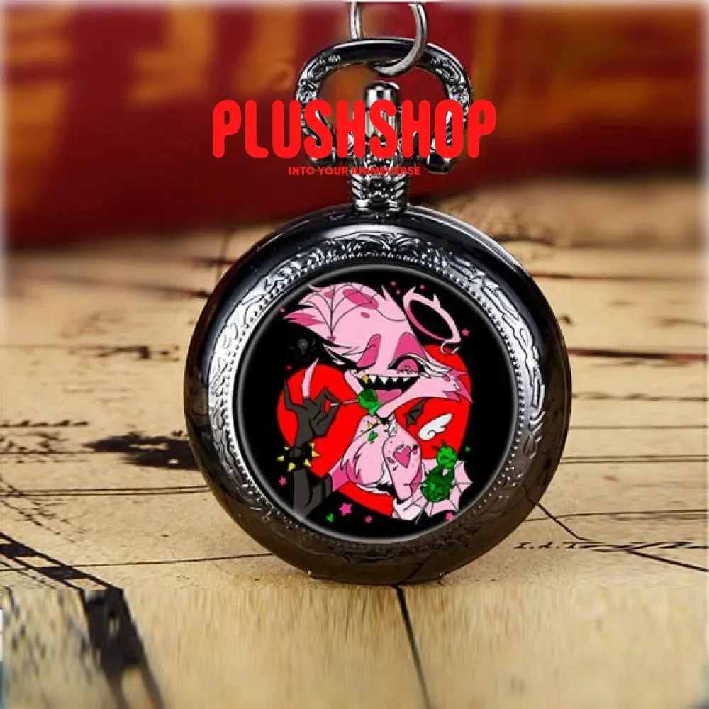 Hazbin Hotel Pendant Metal Pocket Watch Necklace