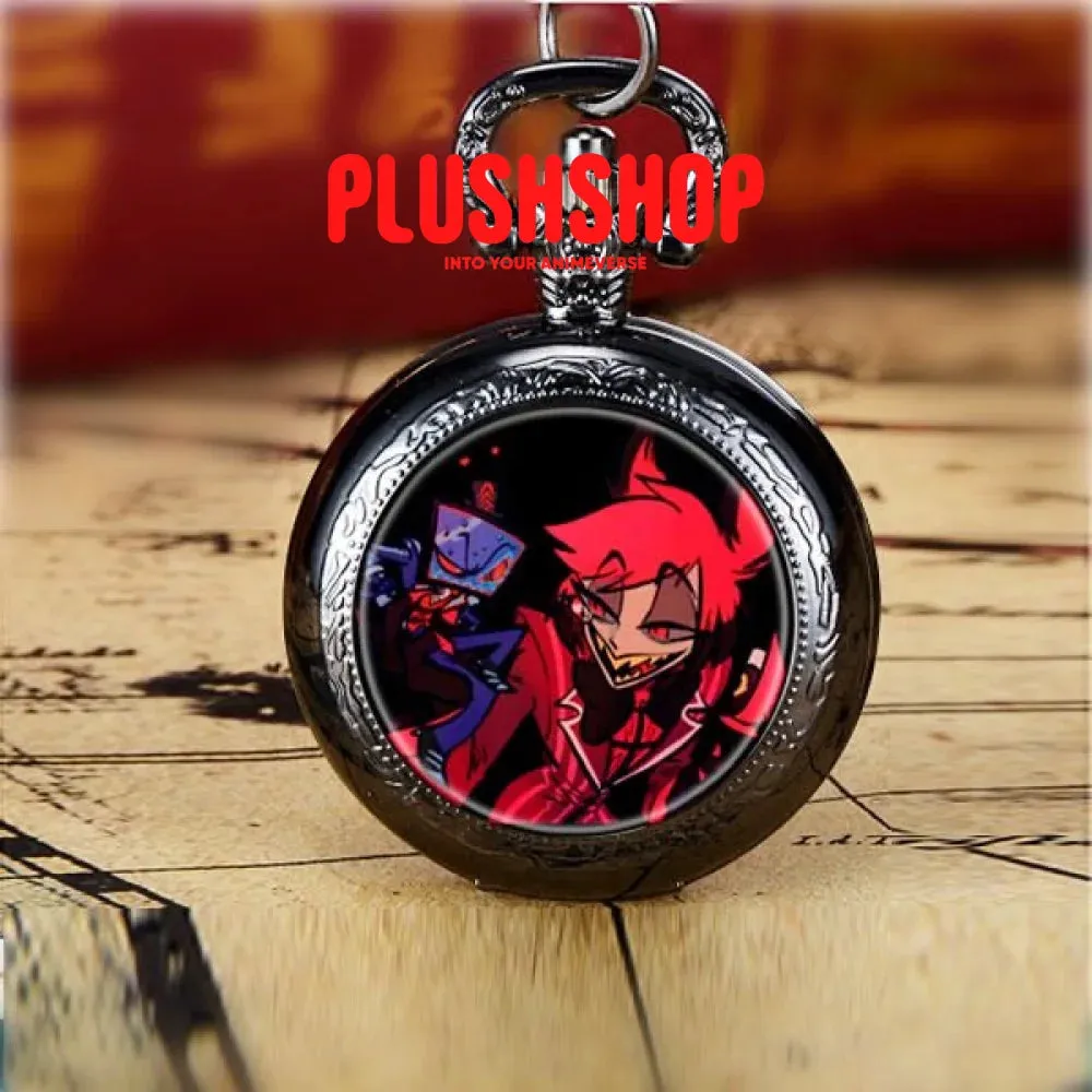 Hazbin Hotel Pendant Metal Pocket Watch Necklace