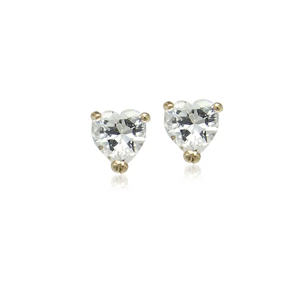 Heart 7mm Cubic Zirconia Rosegold Plated Stud Earring