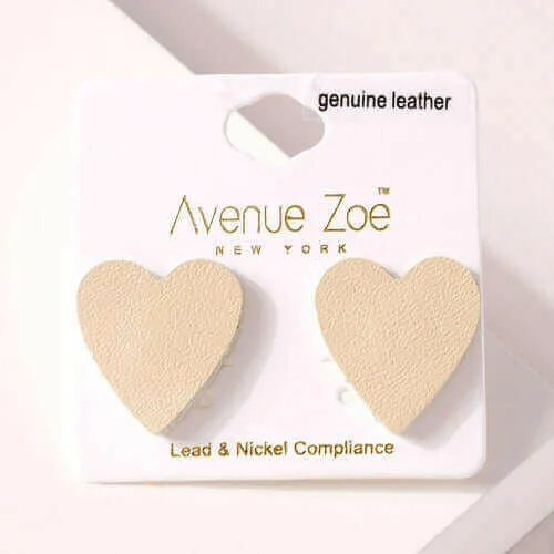 Heart Genuine Leather Stud Earrings