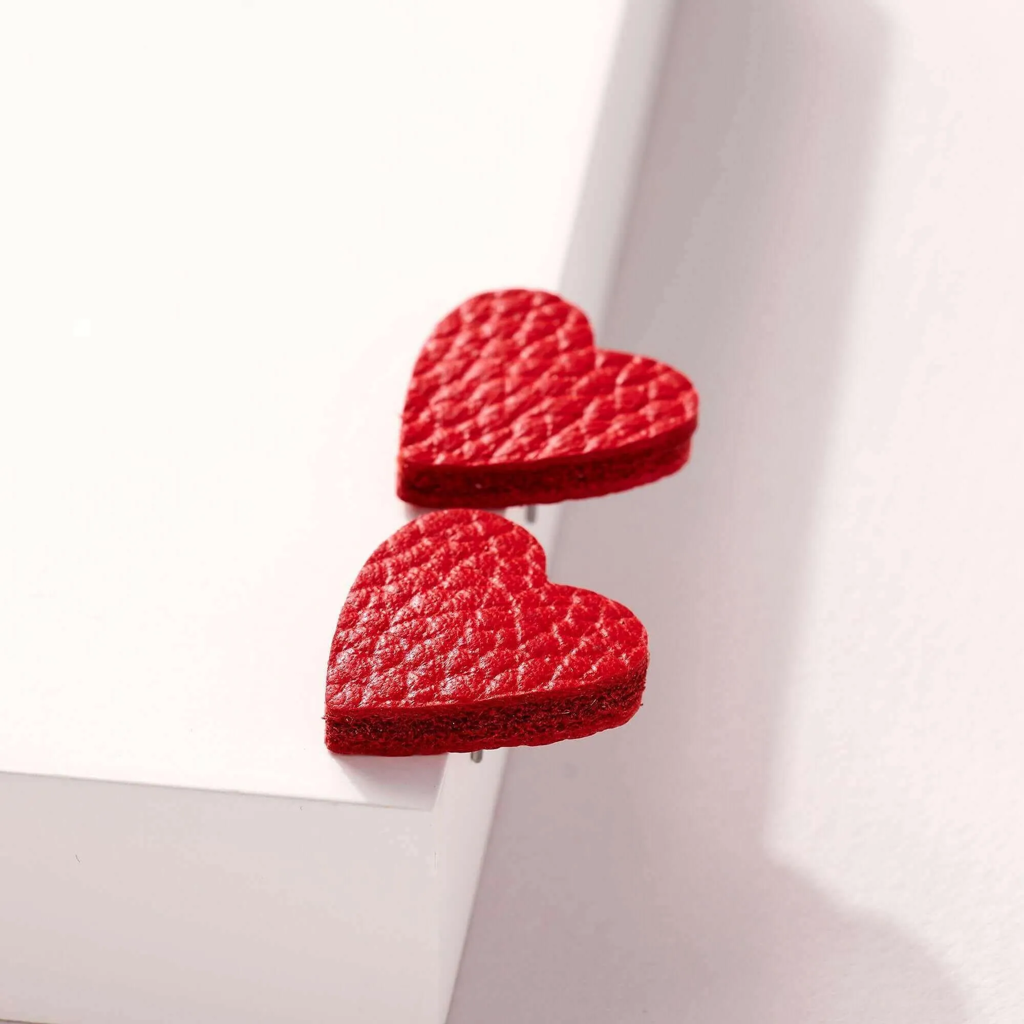 Heart Genuine Leather Stud Earrings