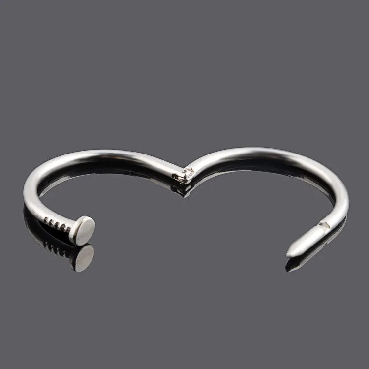 Heart Shape Open Nail Bracelet 316L Stainless Steel Buckled Nail Cuff Bangle