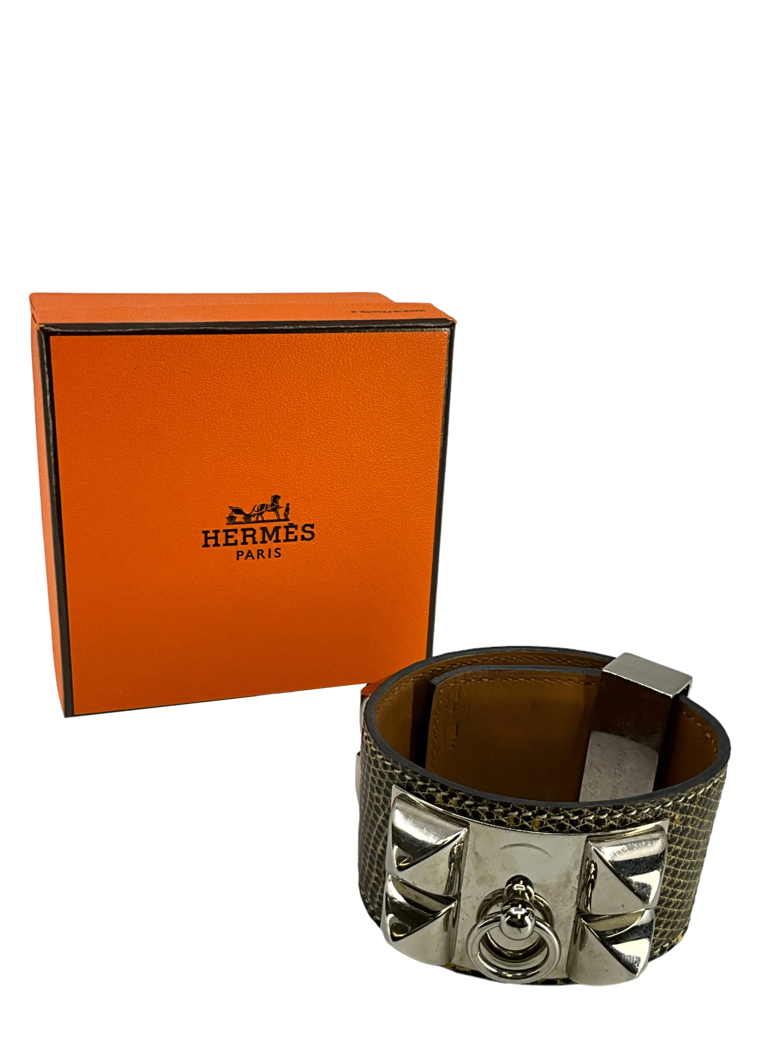 HERMES Natura Lizard Collier de Chien Bracelet