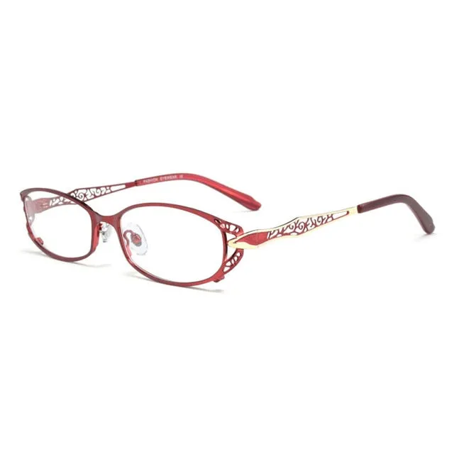 Hotochki Women's Full Rim Rectangle Alloy Reading Glasses 9003