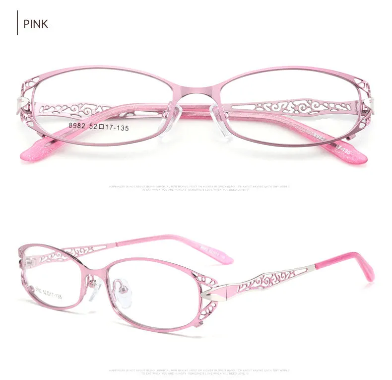 Hotochki Women's Full Rim Rectangle Alloy Reading Glasses 9003