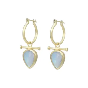 Indra 14K Gold Rainbow Moonstone Earrings