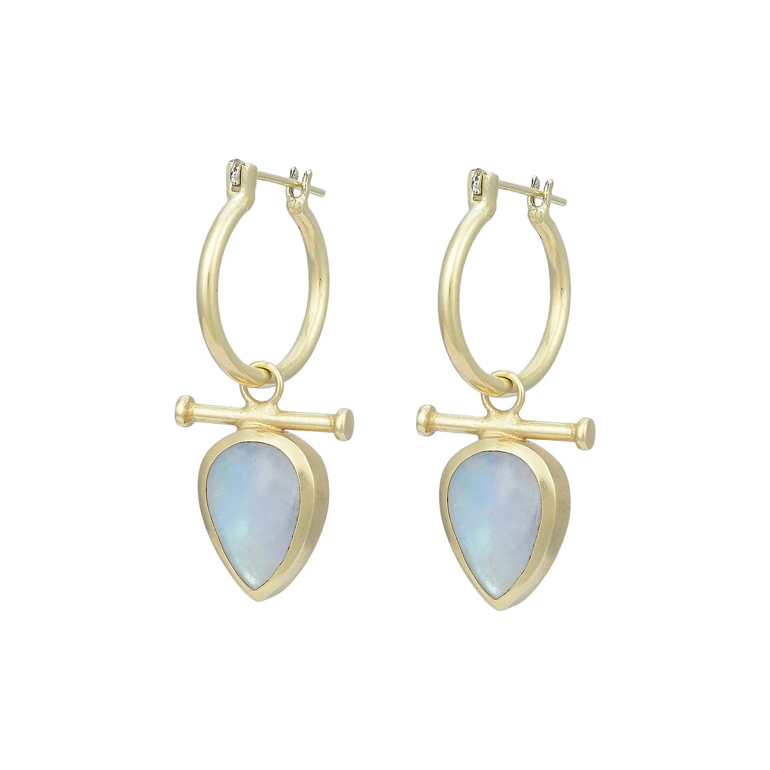 Indra 14K Gold Rainbow Moonstone Earrings