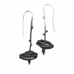 Industrial Flower Stand Hook Earrings Sterling Silver Oxidized