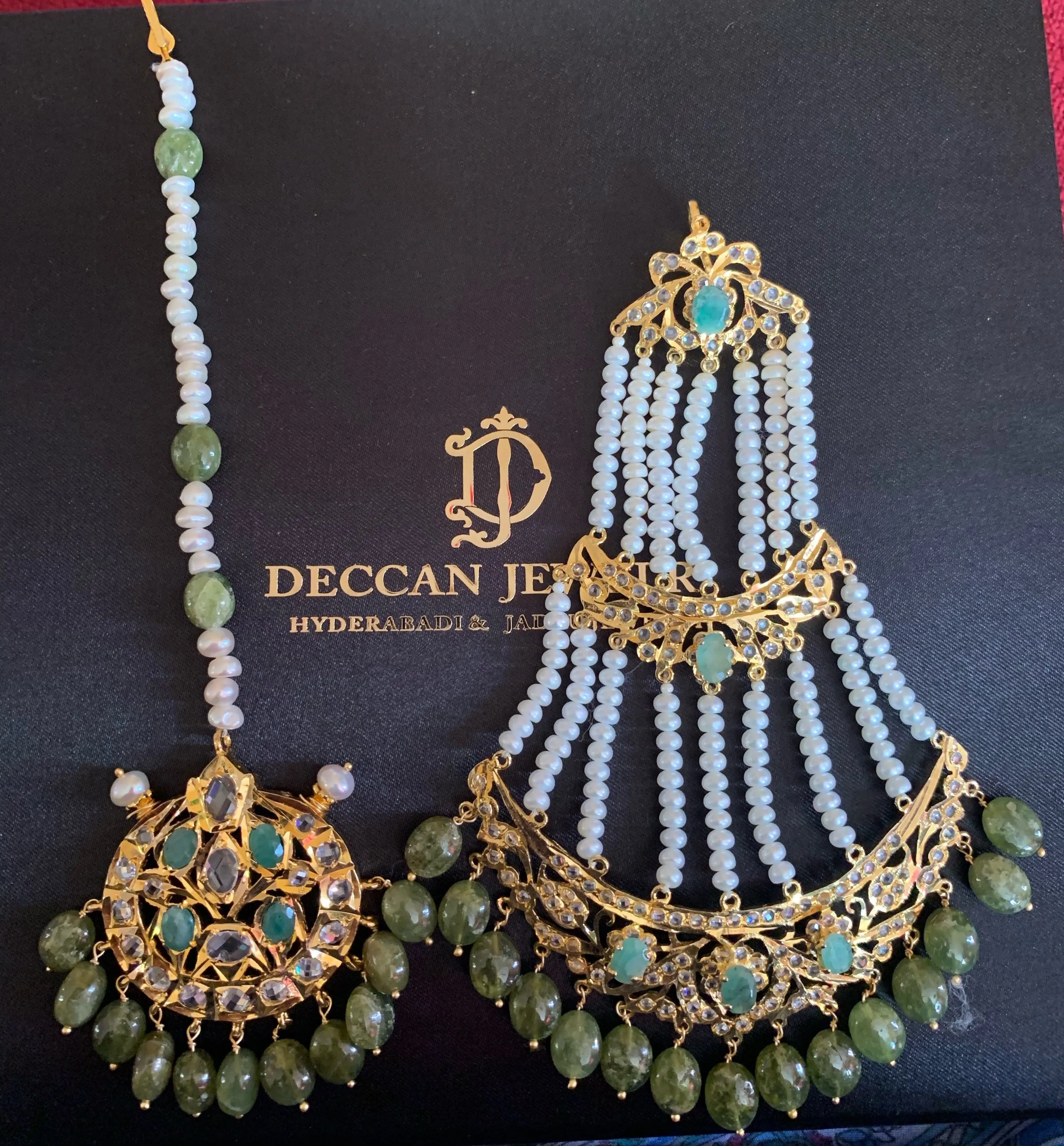 INSIA BRIDAL SET IN EMERALDS ( SHIPS IN 4 WEEKS  )