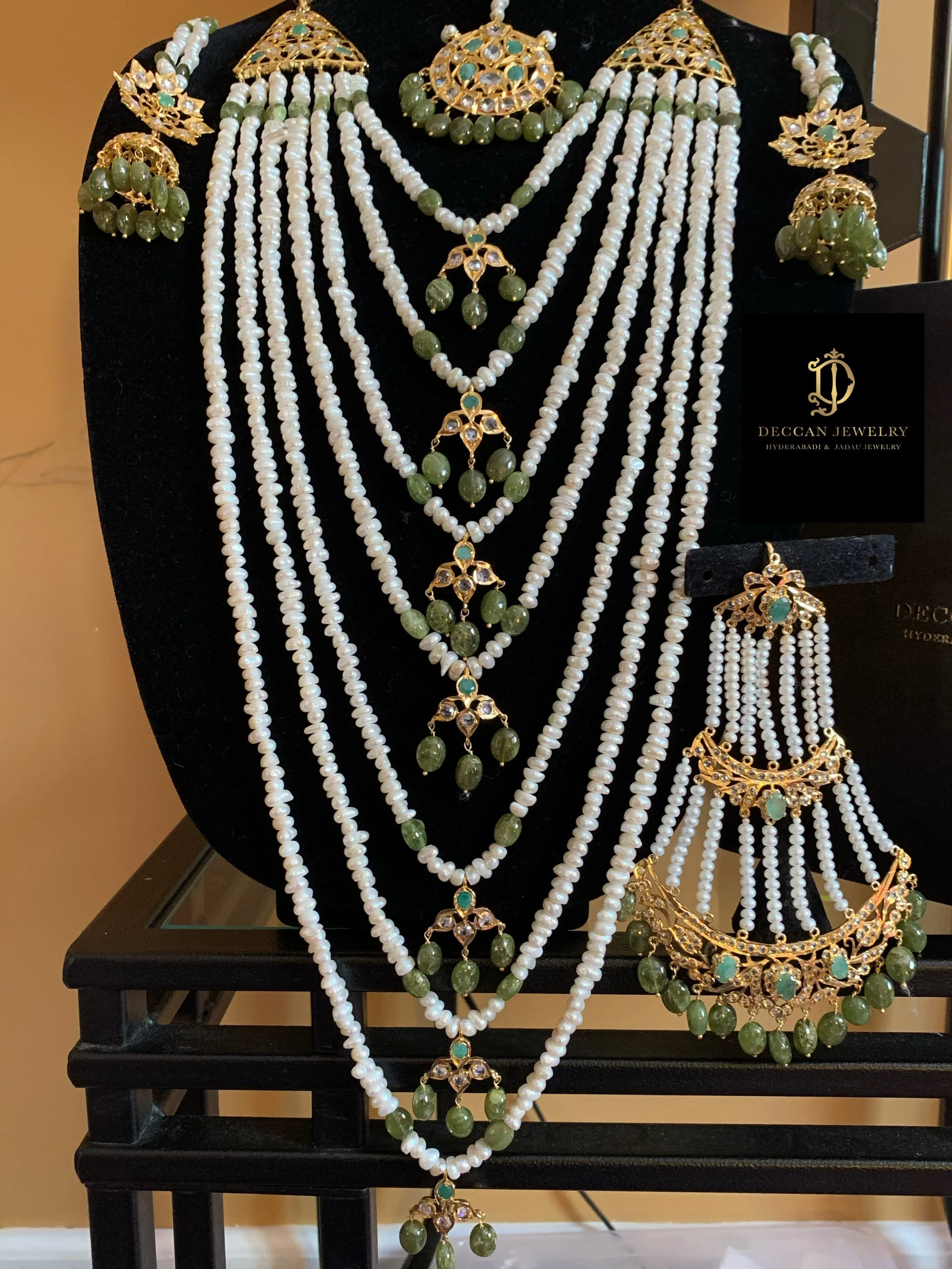 INSIA BRIDAL SET IN EMERALDS ( SHIPS IN 4 WEEKS  )