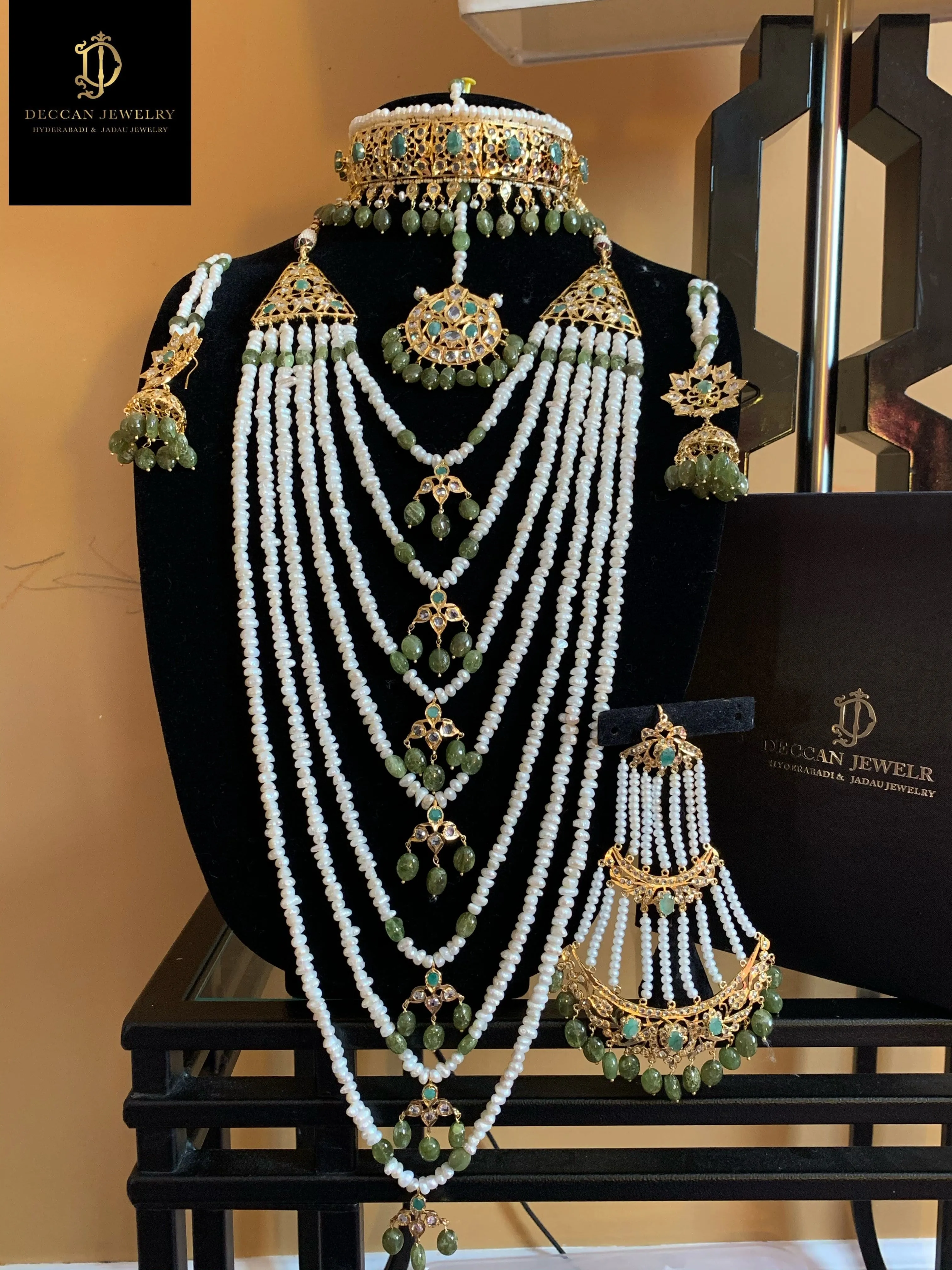 INSIA BRIDAL SET IN EMERALDS ( SHIPS IN 4 WEEKS  )