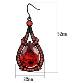 IP Black(Ion Plating) Stainless Steel Earrings with AAA Grade CZ in Orange for Women Orange Stone Color Style TK2531