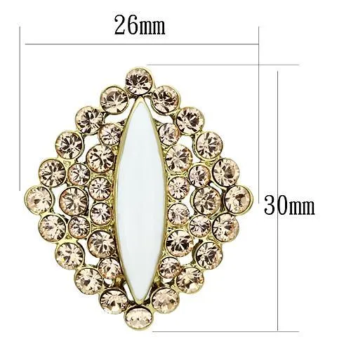 IP Gold(Ion Plating) Brass Earrings with Top Grade Crystal in Champagne for Women Champagne Stone Color Style GL350