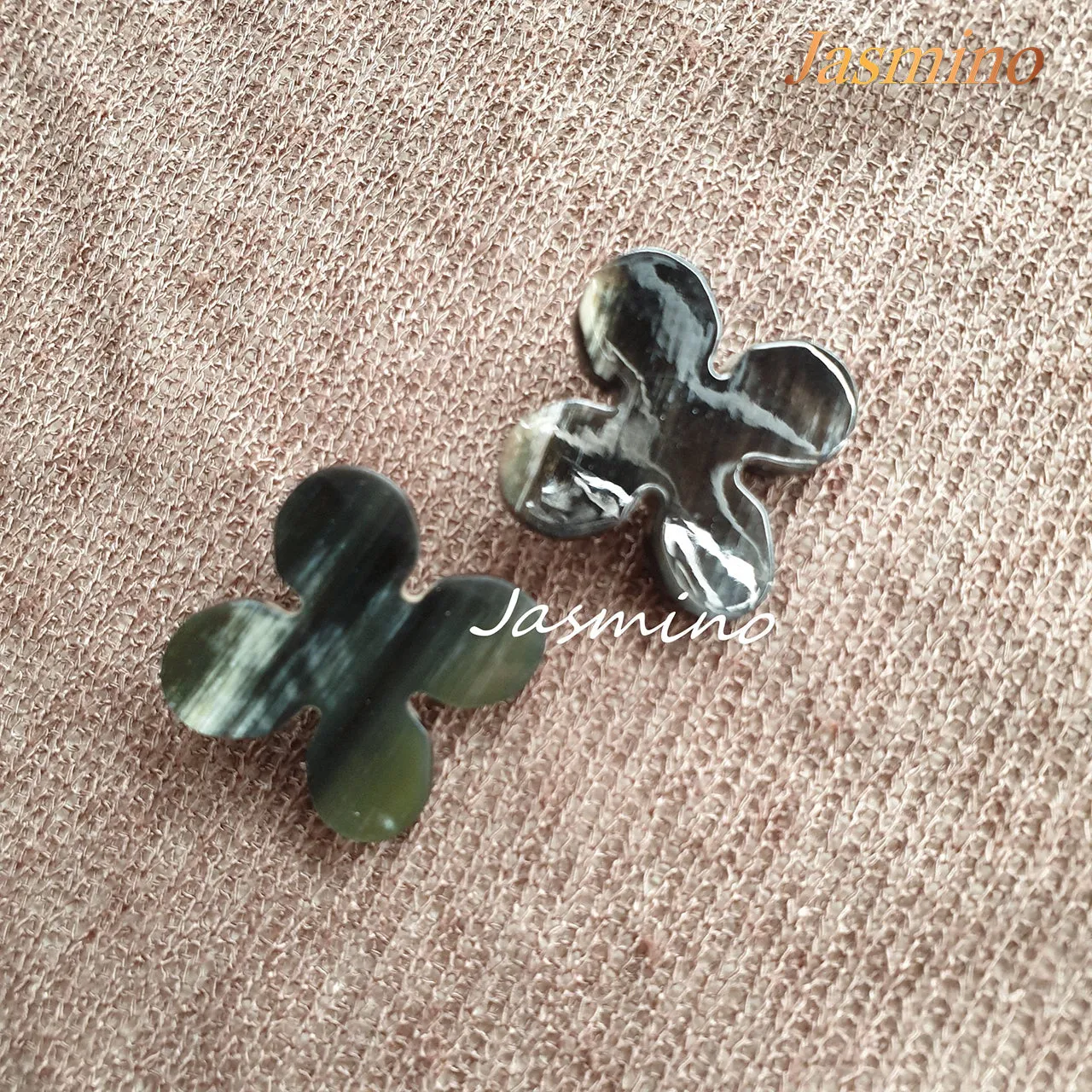 Jasmino Lucky Amulet Floral Four Leaf Clover Stud Earrings For Women Made By Natural Buffalo Horn