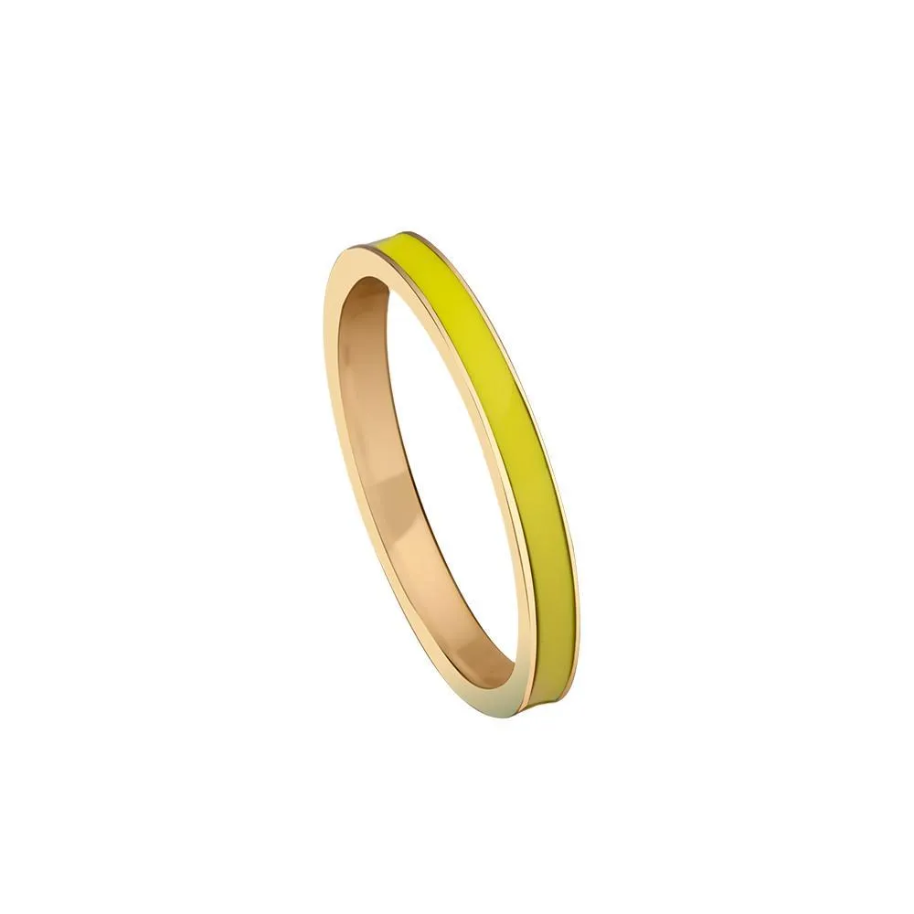 Jennifer Zeuner - Nikki Rae Enamel Ring Neon Yellow/Gold Vermeil