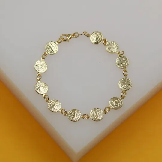 Jesus Christ Charms Bracelet in Gold & Rhodium