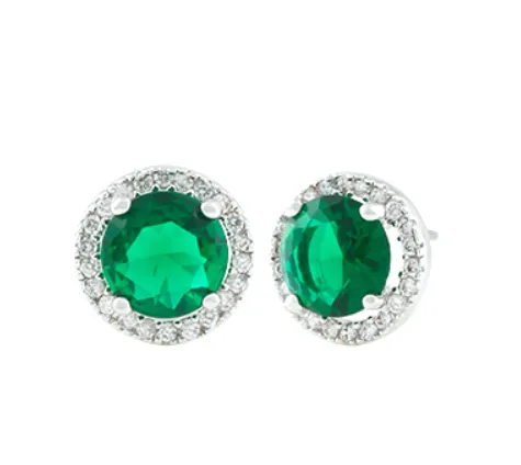 Jules Halo Emerald Crystal Stud Earrings