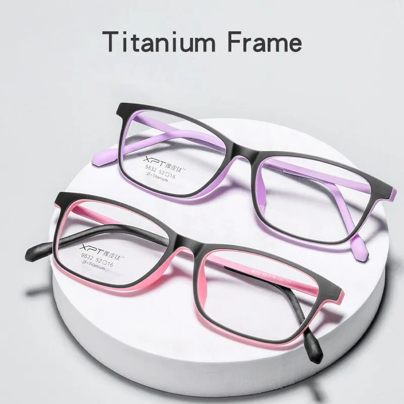 KatKani Unisex Full Rim Square Tr 90 Titanium  Reading Glasses Anti Blue Light  9832xp