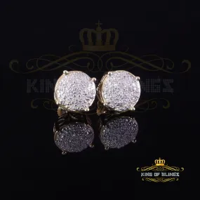 King of Blings-0.10ct Diamond 925 Sterling Yellow Silver for Men's & Womens Stud Round Earrings