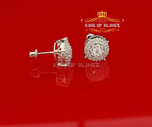 King of Blings- 925 White Silver Hip Hops 0.83ct Cubic Zirconia Women's & Men's Round Earrings