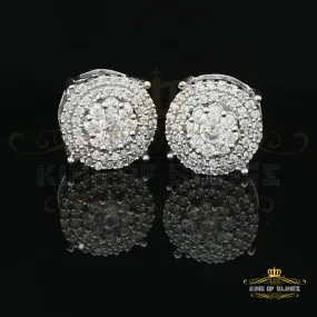 King of Blings- 925 White Silver Hip Hops 0.83ct Cubic Zirconia Women's & Men's Round Earrings