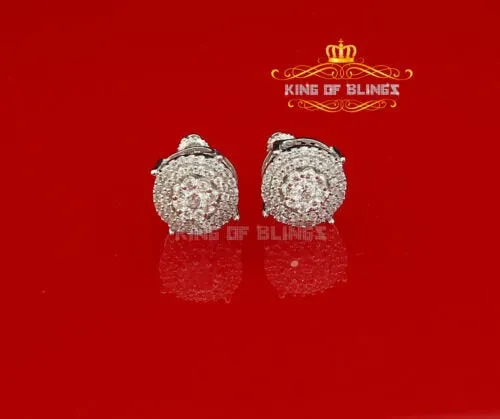 King of Blings- 925 White Silver Hip Hops 0.83ct Cubic Zirconia Women's & Men's Round Earrings