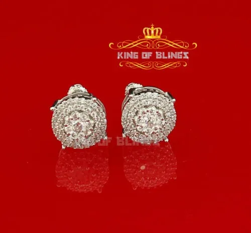 King of Blings- 925 White Silver Hip Hops 0.83ct Cubic Zirconia Women's & Men's Round Earrings