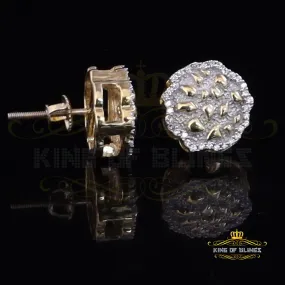 King of Bling's 925 Yellow Silver Nuggtte's 1.38ct Cubic Zirconia Hip Hop Flower Women Earrings