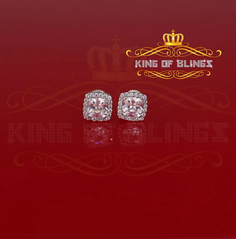 King of Blings- Hip Hop Screw Back White 2.07ct Silver Cubic Zirconia Women's & Men's Earrings