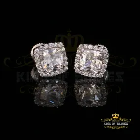 King of Blings- Hip Hop Screw Back White 2.07ct Silver Cubic Zirconia Women's & Men's Earrings