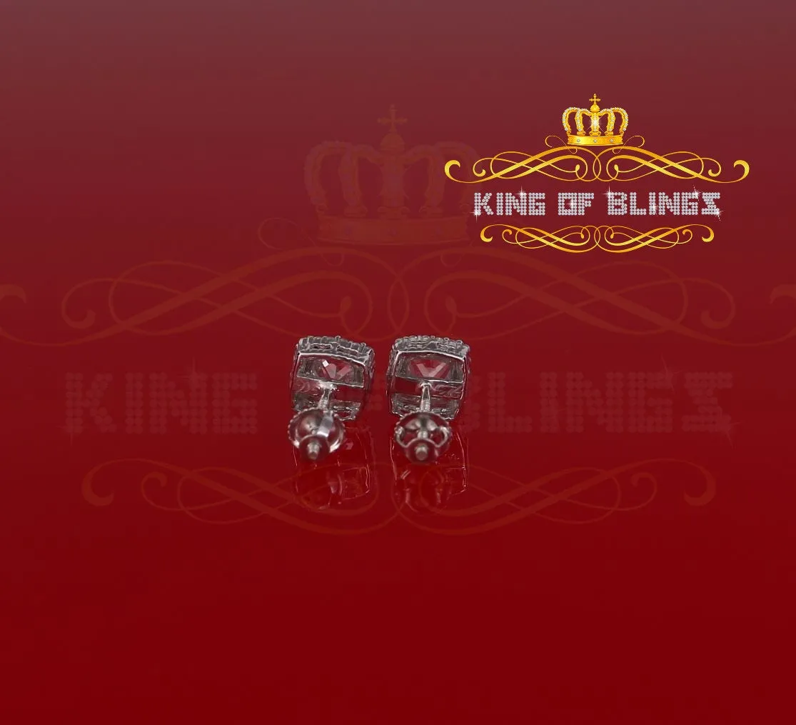 King of Blings- Hip Hop Screw Back White 2.07ct Silver Cubic Zirconia Women's & Men's Earrings