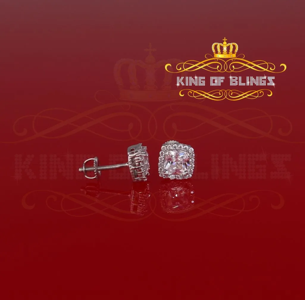 King of Blings- Hip Hop Screw Back White 2.07ct Silver Cubic Zirconia Women's & Men's Earrings