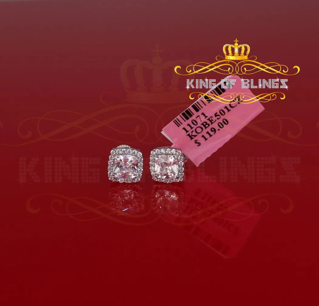 King of Blings- Hip Hop Screw Back White 2.07ct Silver Cubic Zirconia Women's & Men's Earrings