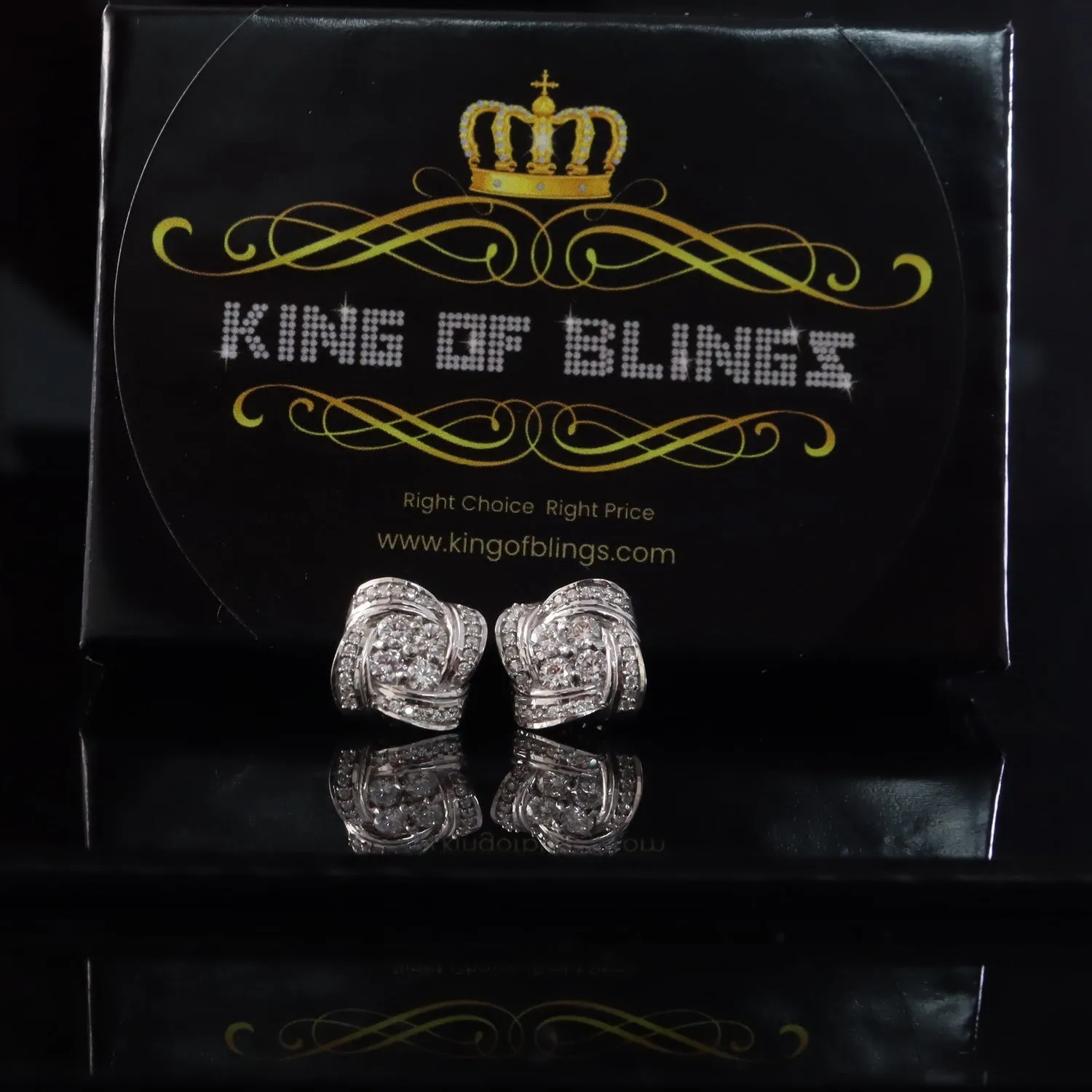 King of Bling's New 1.00ct VVS 'D' Moissanite 925 White Silver Men's/Womens Square Stud Earrings