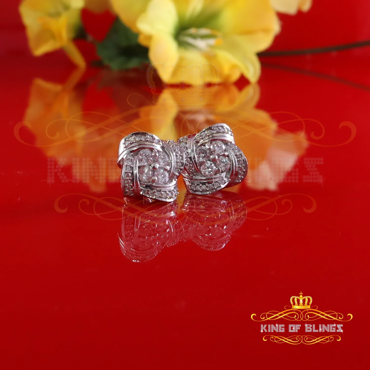 King of Bling's New 1.00ct VVS 'D' Moissanite 925 White Silver Men's/Womens Square Stud Earrings