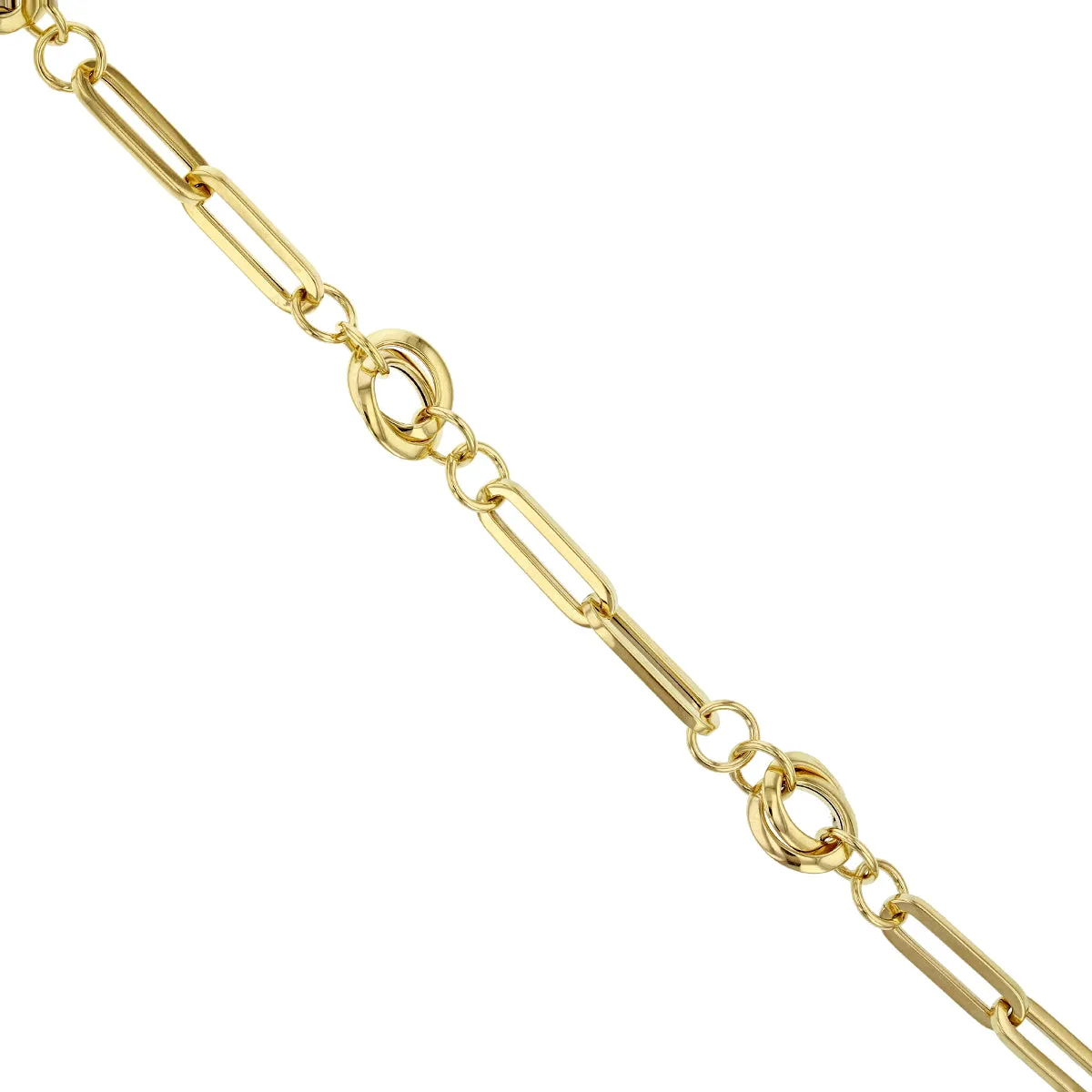 Knot and Paperclip Link Bracelet | 9K Yellow Gold