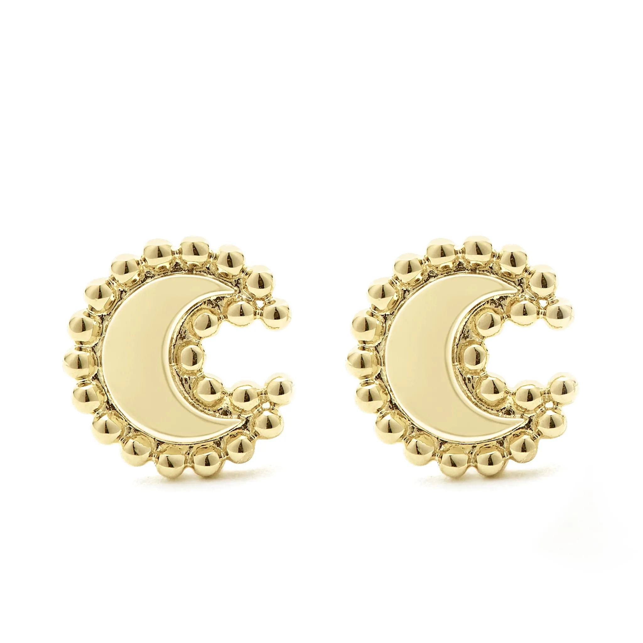 KSL 18K Gold Crescent Stud Earrings