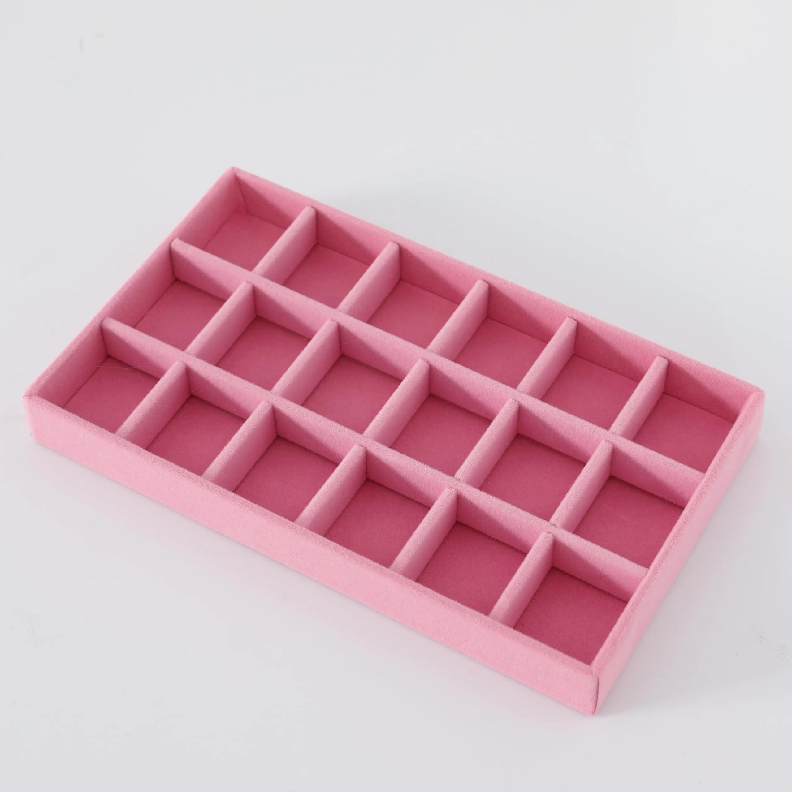 Kuber Industries 12 Pieces Velvet Jewelry Trays Organizer | Jewelry Storage Box | Jewelry Organizer | Showcase Holder Dresser Organizer for Earring Necklace Bracelet Ring |Pack of 3 | YBL4-04 |Pink