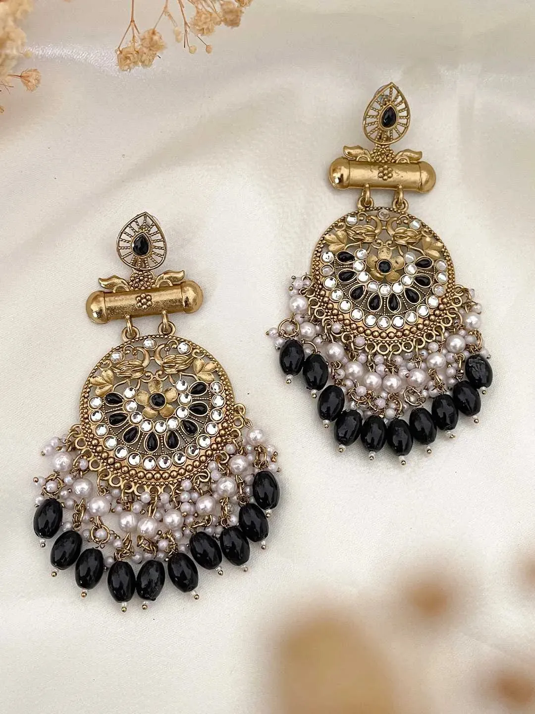 Kundan Long Designer Chandbali Earrings