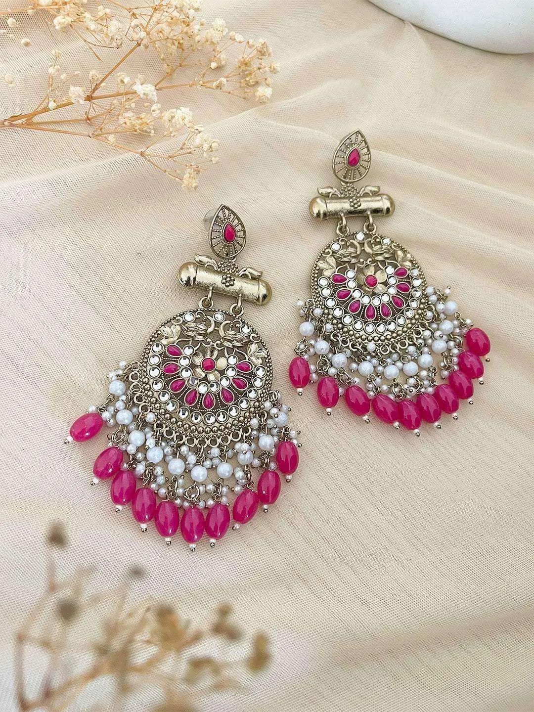 Kundan Long Designer Chandbali Earrings