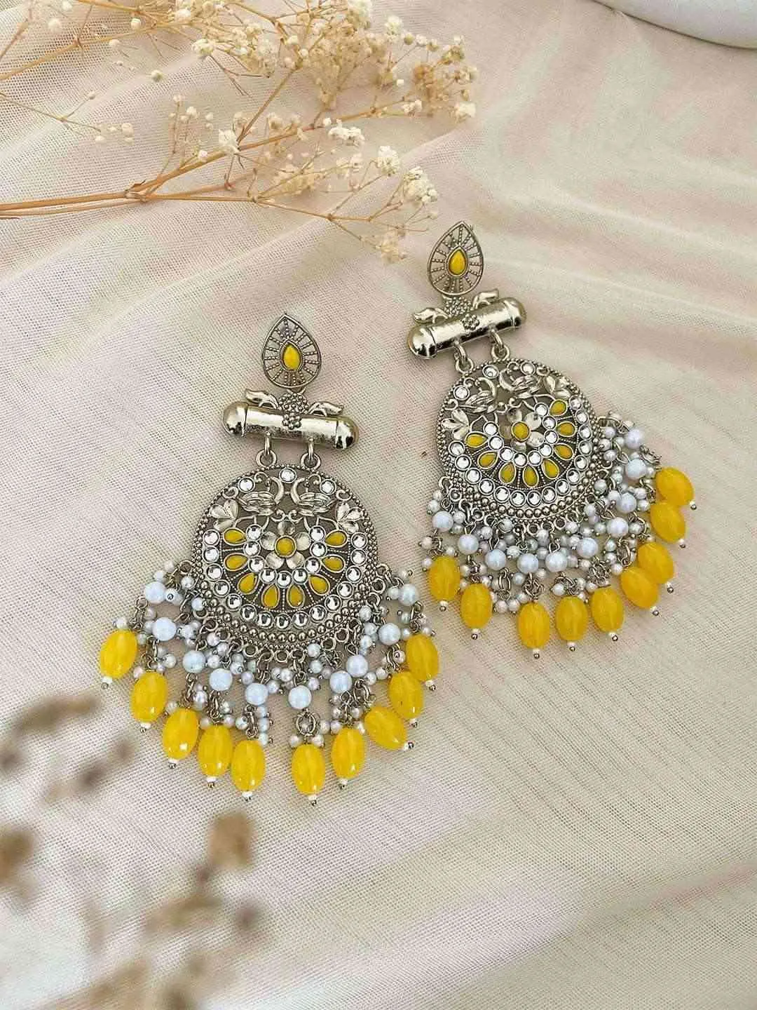 Kundan Long Designer Chandbali Earrings