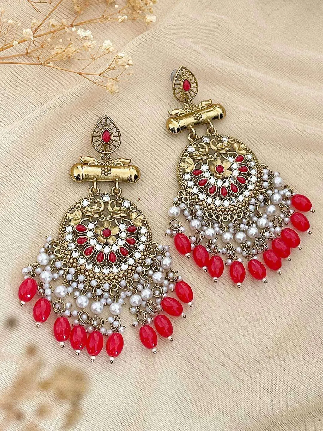 Kundan Long Designer Chandbali Earrings