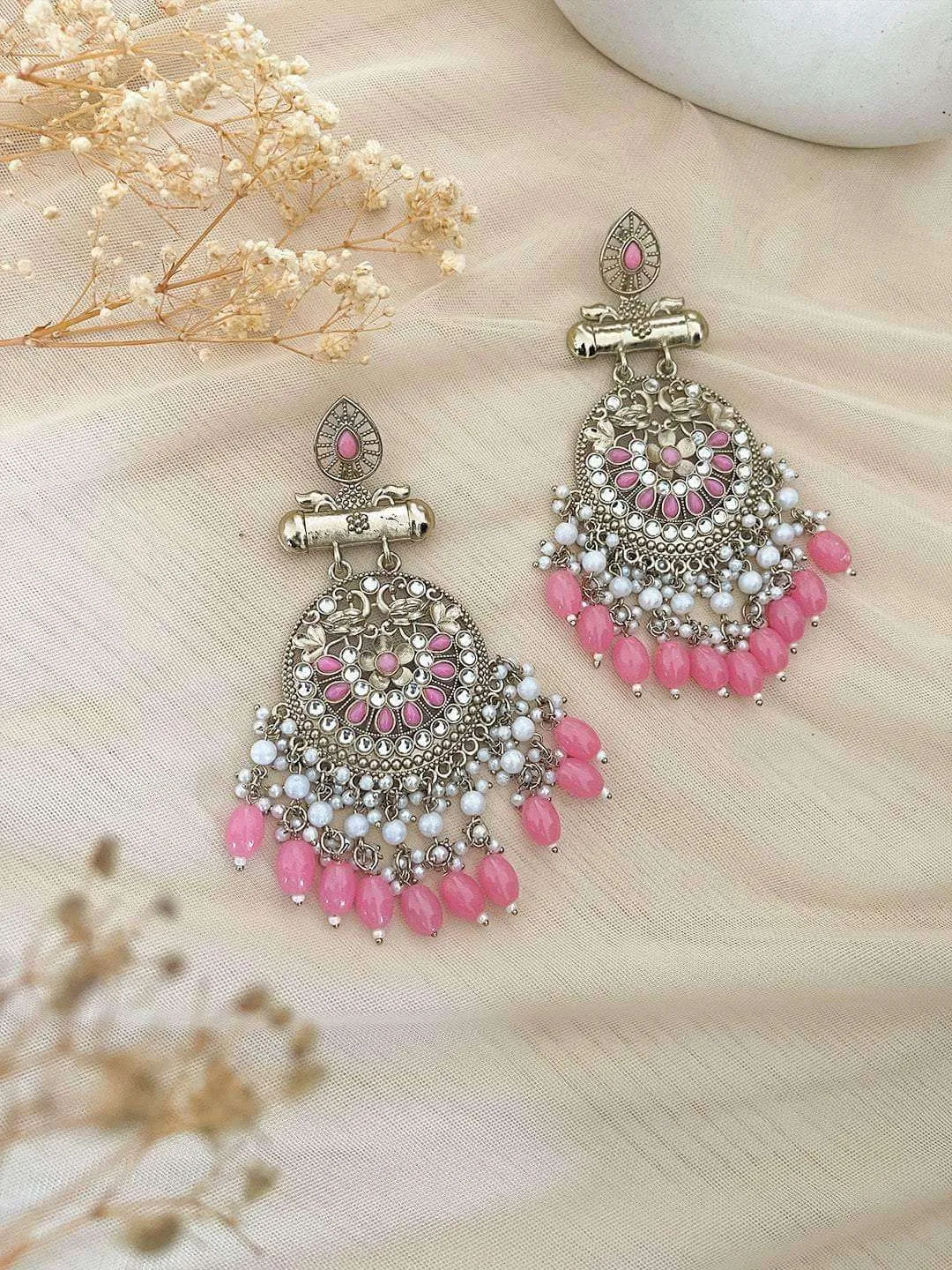 Kundan Long Designer Chandbali Earrings